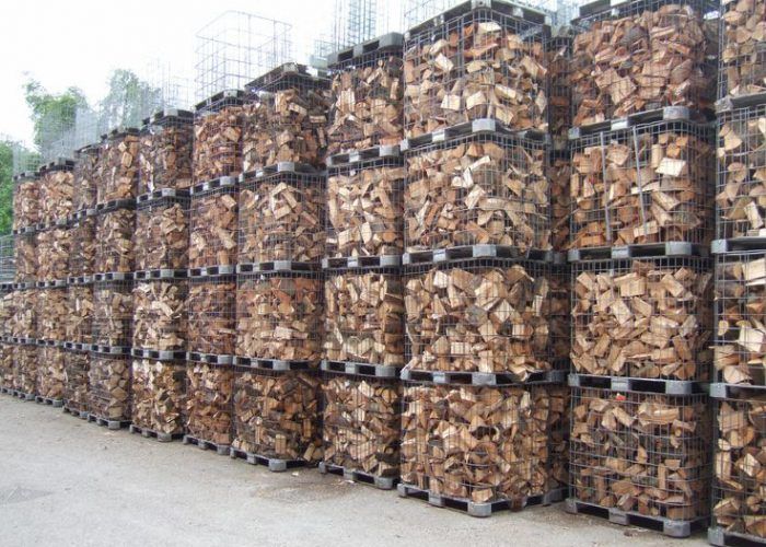 logs in cages